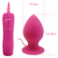 This waterproof silicone anal plug has a corded remote control w/ 7 vibration modes included for your backdoor pleasure & suction cup for hands-free fun. Pink-dimension.