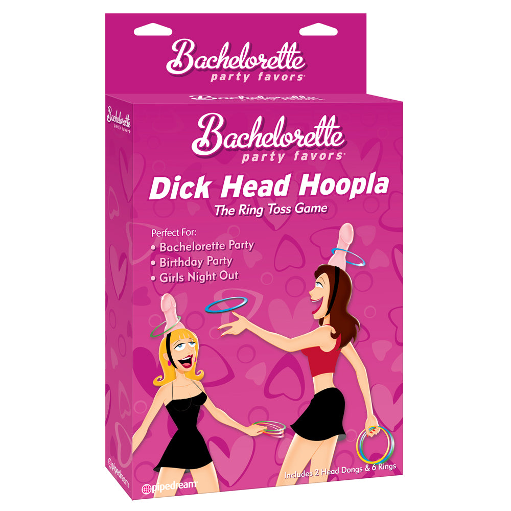 This fun party game is sure to make your next hens' night or birthday one to remember & comes with 2 dongs to wear on your heads & 6 rings to toss. Package.