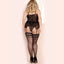 Ballerina's Secret Lace Top Cage Strap Hold-Up Thigh-Highs - Curvy have leafy, diamond-patterned knit bands & a subtle yet sexy cage strap design for extra visual drama. Editorial. 