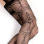 Ballerina's Secret Ornate Patterned Sheer Thigh-High Stockings have woven lacy thigh bands & a filigree pattern surrounding your legs past the knee. Details.