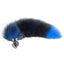  Black & Blue Furry Fox Tail Anal Plug has a black & blue faux fur fox tail at its end that's perfect for furry roleplay, cosplay & pet play. Medium.