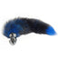  Black & Blue Furry Fox Tail Anal Plug has a black & blue faux fur fox tail at its end that's perfect for furry roleplay, cosplay & pet play. Large.
