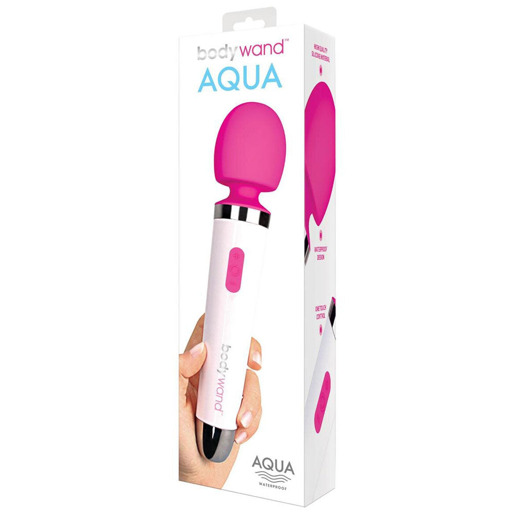 The BodyWand Aqua Vibrator is wireless w/ a flexible head for easy navigation & offers 8 whisper-quiet vibration modes to enjoy in or out of water. Package.