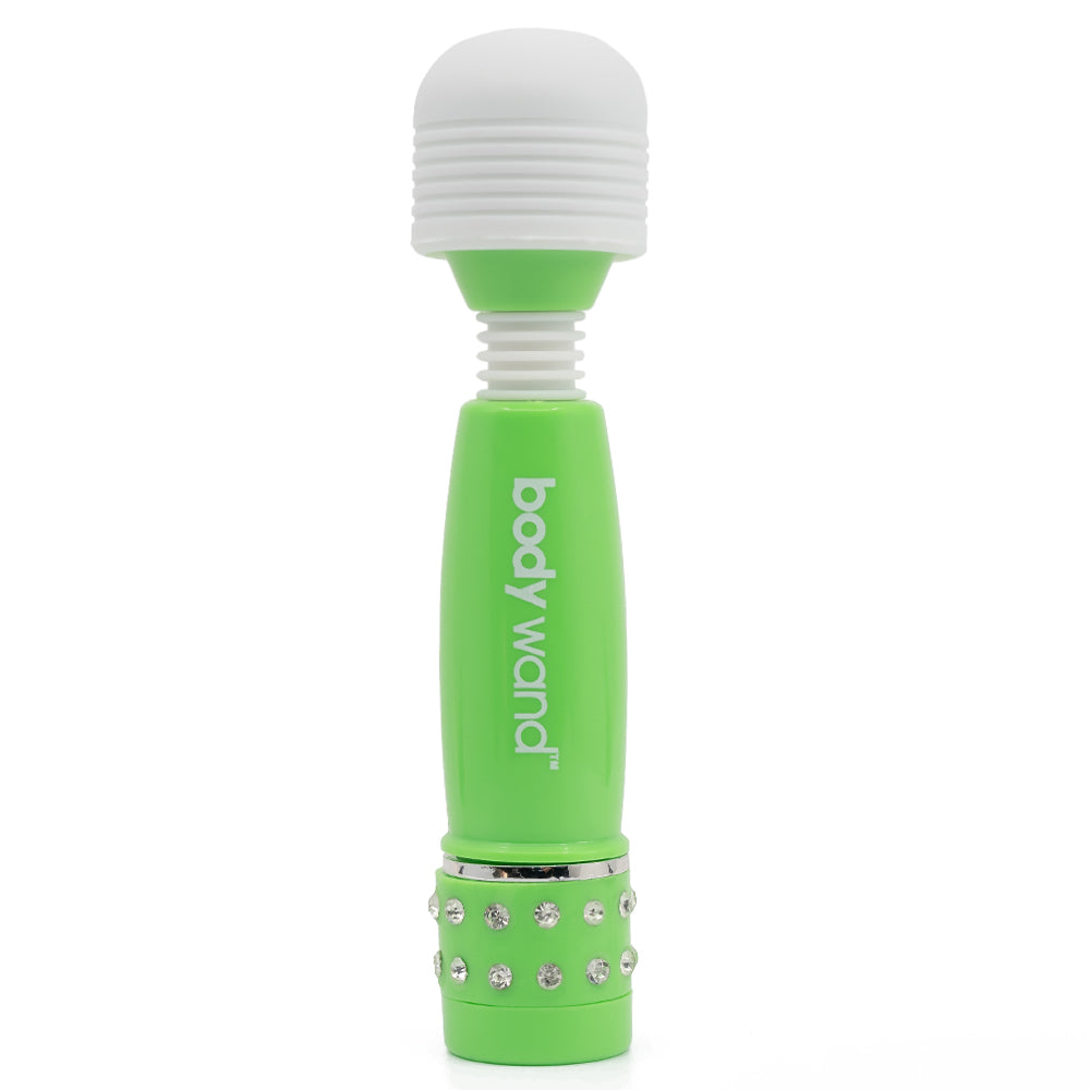 Bodywand Mini Wand Massager - Neon Edition has 5 vibration modes in a soft-touch silicone head & a flexible neck for easy positioning. Green.