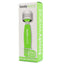 Bodywand Mini Wand Massager - Neon Edition has 5 vibration modes in a soft-touch silicone head & a flexible neck for easy positioning. Green - package.