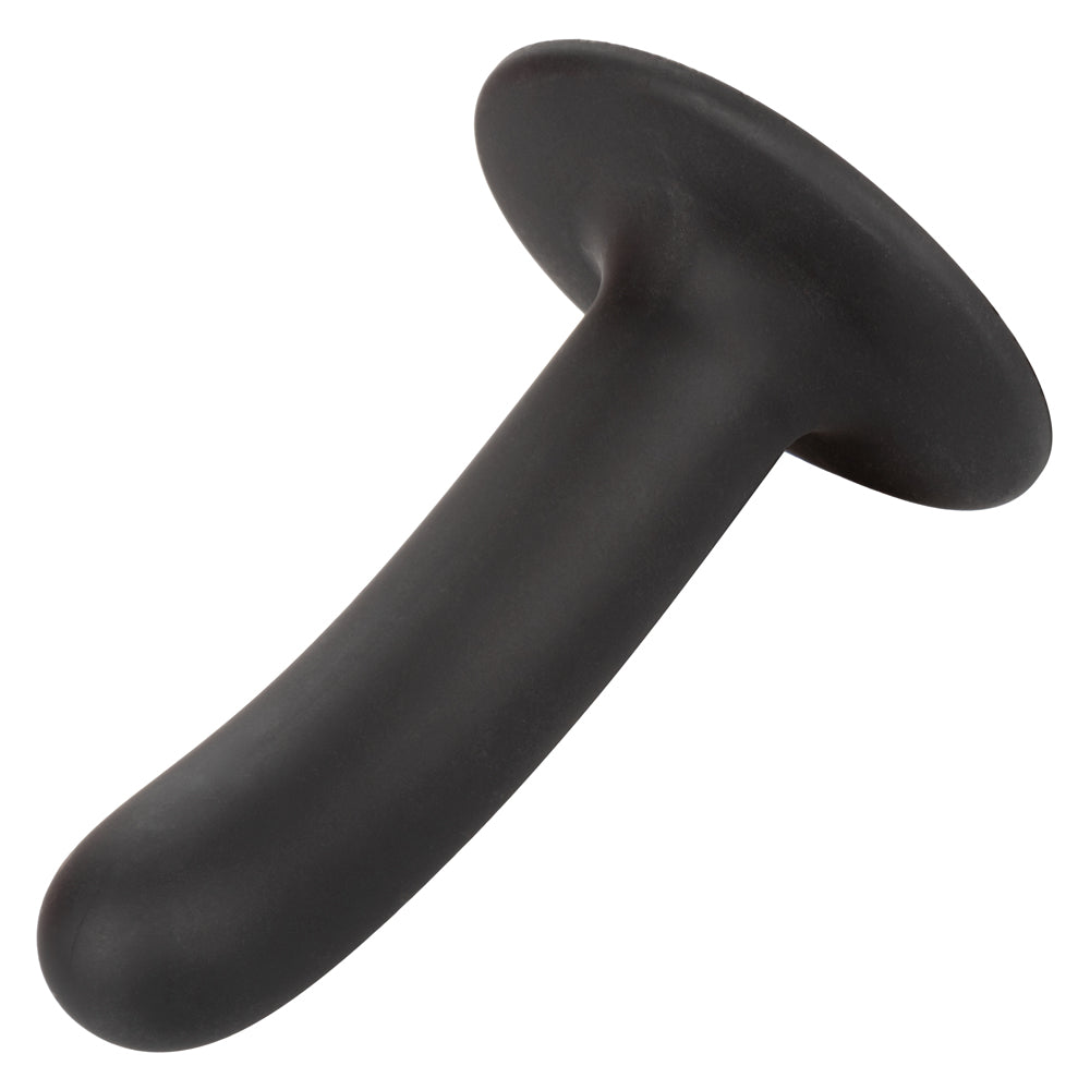 Boundless 4.75" Smooth Dildo With Suction Cup - solid curved shaft w/ a round tip for easy insertion & a harness-compatible suction cup base. Black 6