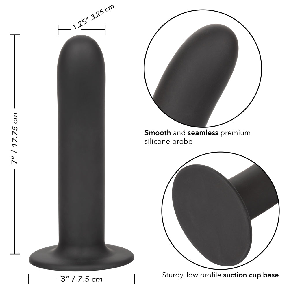 Boundless 7" Smooth Dong - solid angled shaft w/ smooth round tip for easy insertion & a harness-compatible suction cup base. Black 8
