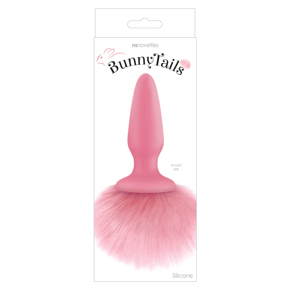 Bunny Tails Silicone Butt Plug has a cute fluffy bunny tail for any rabbit roleplayer to bring their furry fantasy to life. Pink-package.