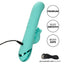 California Dreaming Bel Air Bombshell Rotating Beads Rabbit Vibrator has 3 speeds of rotating beads & vibration in an upturned G-spot shaft & 10 clitoral vibration modes that flicker w/h multiple tips. USB charging cord.