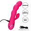 California Dreaming Oceanside Orgasm Sucking Rabbit Vibrator has 3 vibration speeds in the firm, curved, bubbly G-spot shaft & 10 clitoral suction modes. USB charging cord.