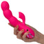 California Dreaming Oceanside Orgasm Sucking Rabbit Vibrator has 3 vibration speeds in the firm, curved, bubbly G-spot shaft & 10 clitoral suction modes. On-hand.