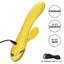 California Dreaming San Diego Seduction Thumping Rabbit Vibrator has 3 speeds of G-spot pulsation & 10 tapping, gyration + vibration functions in the clitoral teaser. USB charging cord.
