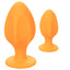 Cheeky Anal Plug Duo - Orange - pair of orange silicone butt plugs come in small & large size, with a stimulating windowed texture & flared suction cup bases for versatile fun.
