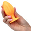 Cheeky Anal Plug Duo - Orange - pair of orange silicone butt plugs come in small & large size, with a stimulating windowed texture & flared suction cup bases for versatile fun. 4