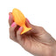 Cheeky Anal Plug Duo - Orange - pair of orange silicone butt plugs come in small & large size, with a stimulating windowed texture & flared suction cup bases for versatile fun. 5