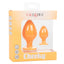 Cheeky Anal Plug Duo - Orange - pair of orange silicone butt plugs come in small & large size, with a stimulating windowed texture & flared suction cup bases for versatile fun. box