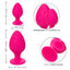 Cheeky Anal Plug Duo come in small & large size, with a strawberry-like divot texture & suction cup bases. Dimensions. 
