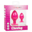 Cheeky Anal Plug Duo come in small & large size, with a strawberry-like divot texture & suction cup bases. Package.