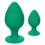 Cheeky Anal Plug Duo - Green - butt plugs come in a small + large size & feature suction cup bases w/ textured concentric ridges for more stimulation.