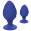 Cheeky Anal Plug Duo - Purple - butt plugs come in small & large size, with a spiralling ribbed texture & suction cup bases.