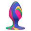 Cheeky Smooth Tie-Dye Silicone Anal Plug - Medium has a tapered tip for comfortable insertion, suction cup & a smooth texture for easy insertion.