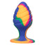 Cheeky Swirl Ribbed Tie-Dye Silicone Anal Plug - Large - has a tapered tip for comfortable insertion, suction cup & a swirling ribbed texture for more stimulation. 3