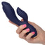 Chic blossom dual motor rabbit vibrator has 2 oscillating thumping G-spot pads & 10 synchronous vibration modes in a clitoral arm & bulbous insertable head. On-hand.