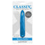  Classix Rocket Waterproof Bullet Vibrator has a tapered tip for pinpoint-precise pleasure & x super-powerful vibration modes in a waterproof metallic body. Blue. Package.