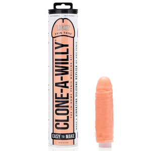 The Clone A Willy Kit contains everything you need to make a lifelike replica dong of any penis, plus an optional vibrator for a DIY vibrating dildo. Light skin tone with dildo.