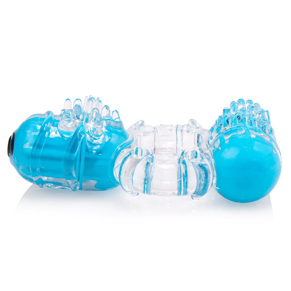 Screaming O ColorPoP Big O 2 - Double Pleasure Vibrating Ring - dual motor design with 3 speeds + pulse mode. Blue 3