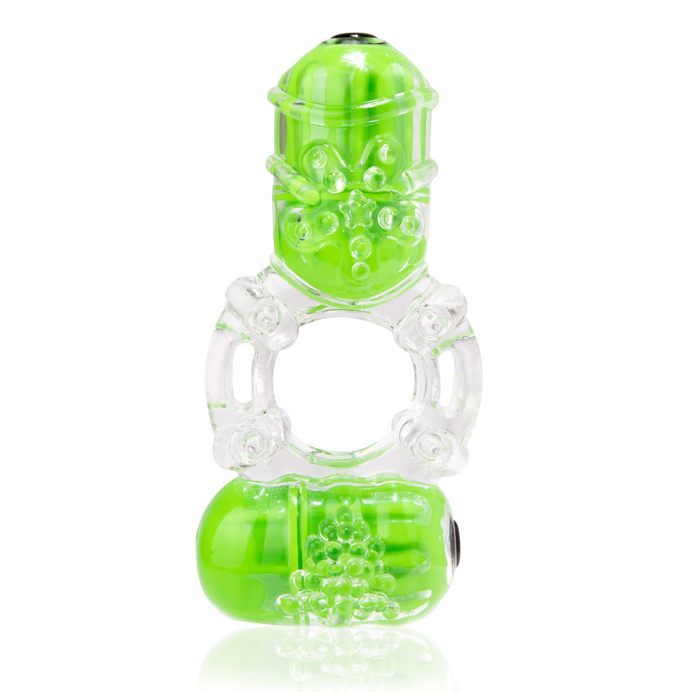 Screaming O ColorPoP Big O 2 - Double Pleasure Vibrating Ring - dual motor design with 3 speeds + pulse mode. Green