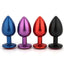 Small Black, Navy Blue, Red & Purple Tapered Seamless Metal Butt Plug Upright