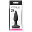 Colours - Pleasure Plug - Mini - beginner-friendly anal plug has a tapered shape for comfortable insertion & a flared suction cup base for hands-free fun. Black, box