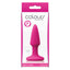 Colours - Pleasure Plug - Mini - beginner-friendly anal plug has a tapered shape for comfortable insertion & a flared suction cup base for hands-free fun. Pink, box