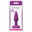 Colours - Pleasure Plug - Mini - beginner-friendly anal plug has a tapered shape for comfortable insertion & a flared suction cup base for hands-free fun. Purple, box