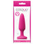 Colours - Pleasure Plug - Small - beginner-friendly anal plug has a tapered shape for comfortable insertion & a flared suction cup base for hands-free fun. Pink, box