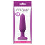 Colours - Pleasure Plug - Small - beginner-friendly anal plug has a tapered shape for comfortable insertion & a flared suction cup base for hands-free fun. Purple, box