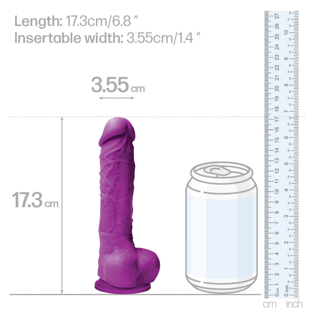 The colours pleasures 5" dildo is made from waterproof silicone & has a realistic design w/ phallic head, veiny shaft & balls + a suction cup for hands-free fun. Dimension.