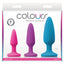 Colours Pleasures Silicone Anal Plug Trainer Kit insert easily & let you train at your own pace hands-free thanks to suction cup bases. Package.