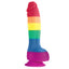 This colours pride edition - 6" firm dong is made from waterproof silicone & has a realistic phallic head, veiny shaft + a harness-compatible suction cup for hands-free fun.