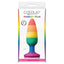 Colours Pride Edition - pleasure plug - medium has a solid tapered shape for comfortable insertion & a suction cup base for hands-free fun. Package.