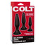 Colt silicone anal plugs increases in size so you can enjoy anal training at your own pace! Tapered w/ suction cups for easy insertion/removal. Box