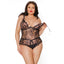 This curvy sheer lace teddy has tie-on cups that attach to rose gold chains outlining your breasts & has criss-cross lacing at the crotchless area. (2)