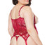 Coquette Cupless Gartered Lace Bustier & Adjustable Thong - Curvy are made from red floral lace w/ an underwired cupless design to support & expose your breasts + curve-cinching hook & eye closure. (4)