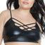 This stretchy wet look bralette has sexy crossover cage straps you can layer w/ everyday clothing or wear on its own as a crop top or lingerie. Queen-black.