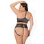 Coquette Lace Underbust Corset Harness & Backless Panty - Curvy set has lace panels, corset lacing in the front + back, backless rear & O-rings to attach BDSM accessories.