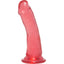 Crystal Jellies - 6.5" Slim Dong - slender dildo has a phallic ridged head & a smooth shaft + harness-compatible suction cup. Pink