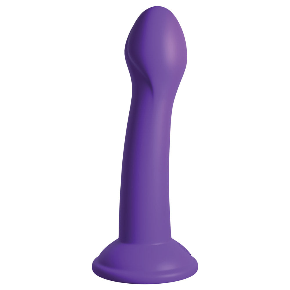Dillio - 6" Please-Her has a bulbous G-spot head for targeted sweet spot stimulation & a harness-compatible suction cup base for hands-free fun solo or partnered. Purple.