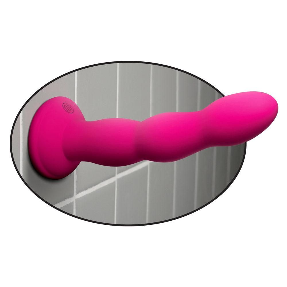 Dillio 6" Twister Dildo With Suction Cup puts a twist on the classic dildo w/ its contoured bulbous ridges that offer more stimulation & a harness-compatible suction cup base. Pink-suction cup.