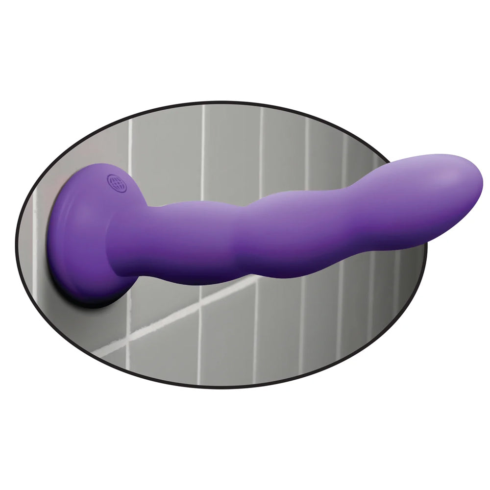 Dillio 6" Twister Dildo With Suction Cup puts a twist on the classic dildo w/ its contoured bulbous ridges that offer more stimulation & a harness-compatible suction cup base. Purple-suction.